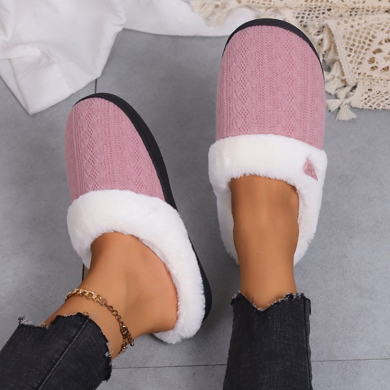 Unisex Fashionable Home Slippers Thick-Soled Protective Warm Cotton Slippers