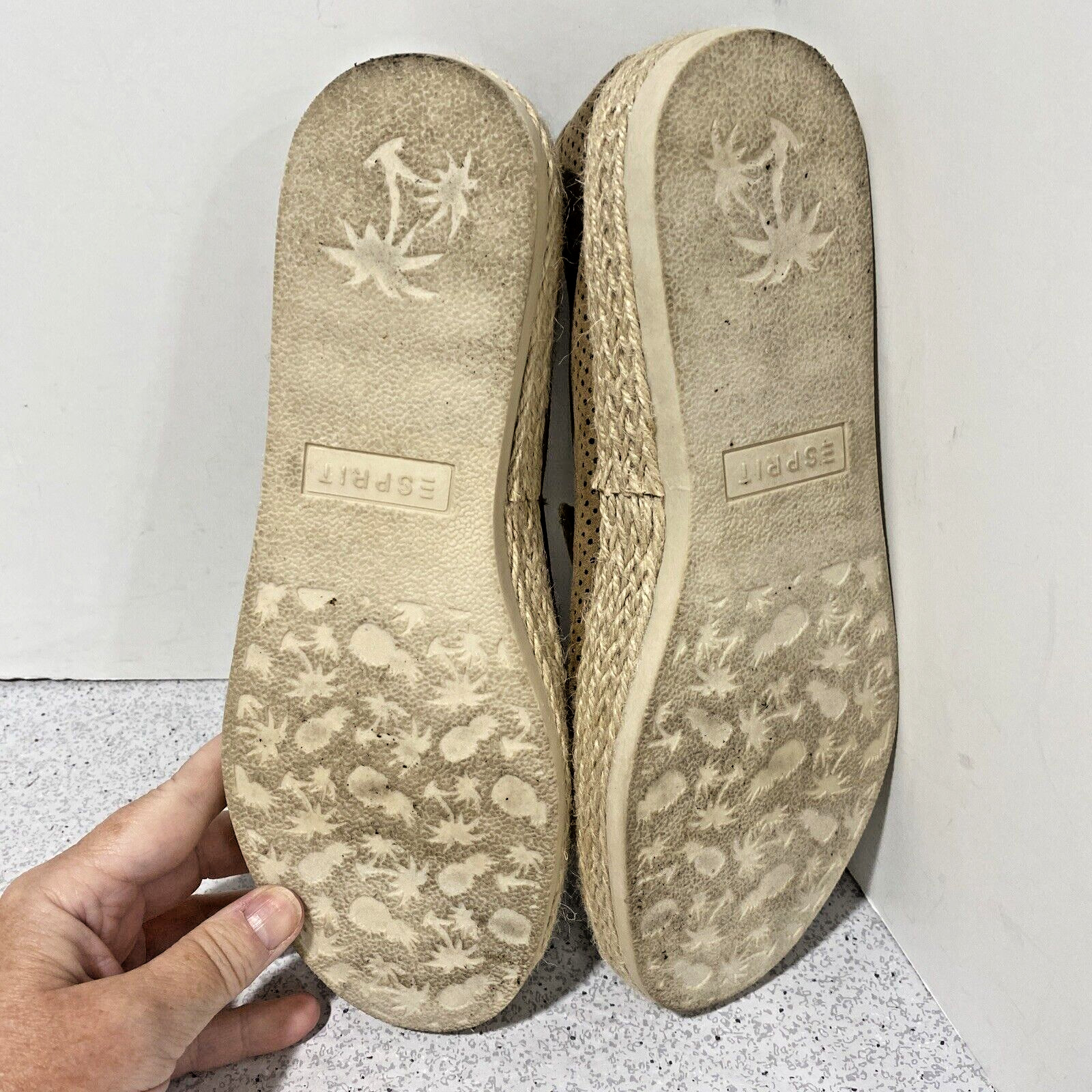 Esprit Nadine Espadrille Flats US 7.5M Tan Faux Suede Textile Uppers Casual Shoe
