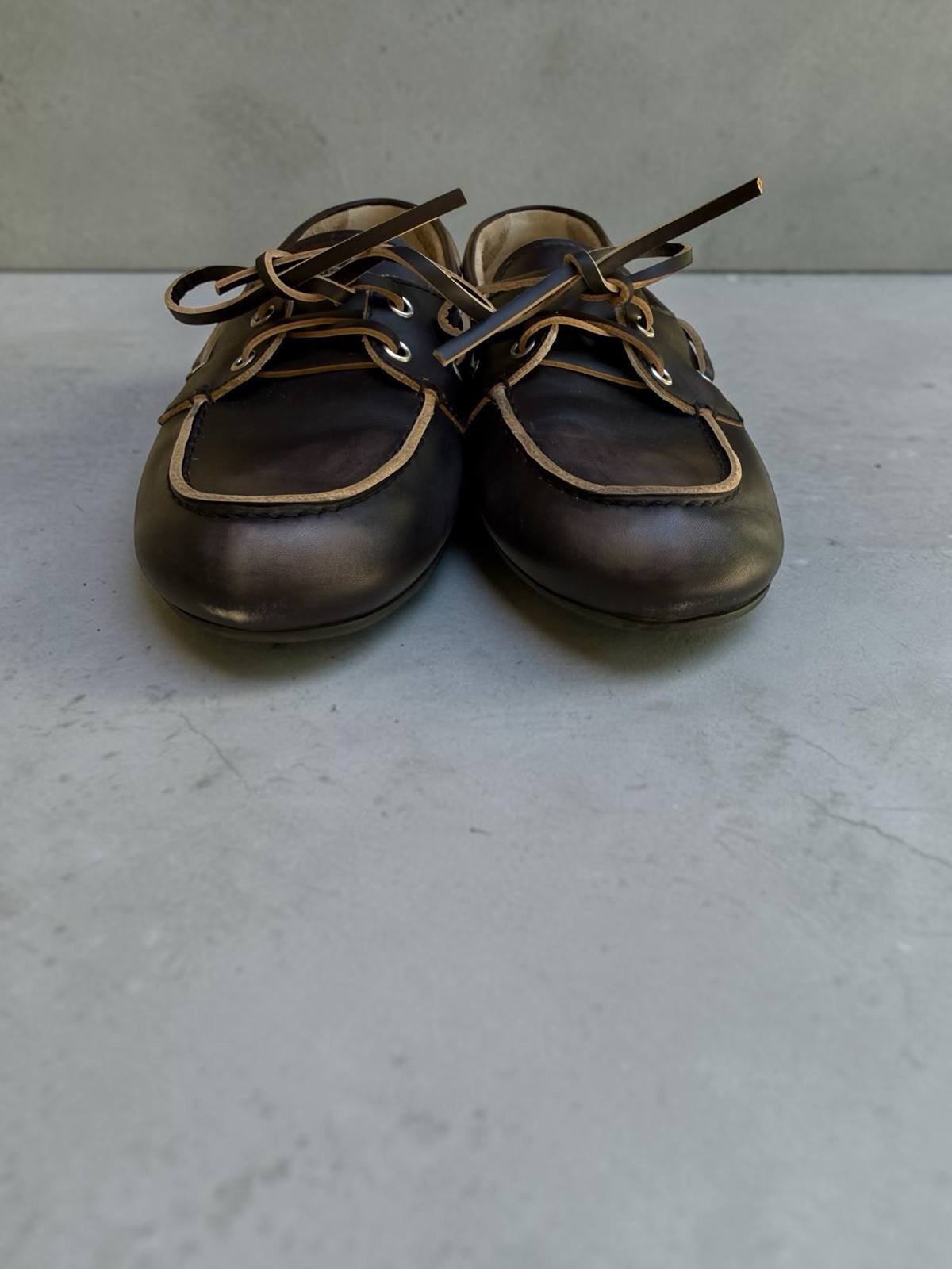 Miu Miu Unlined Bleached Leather Boat Shoes