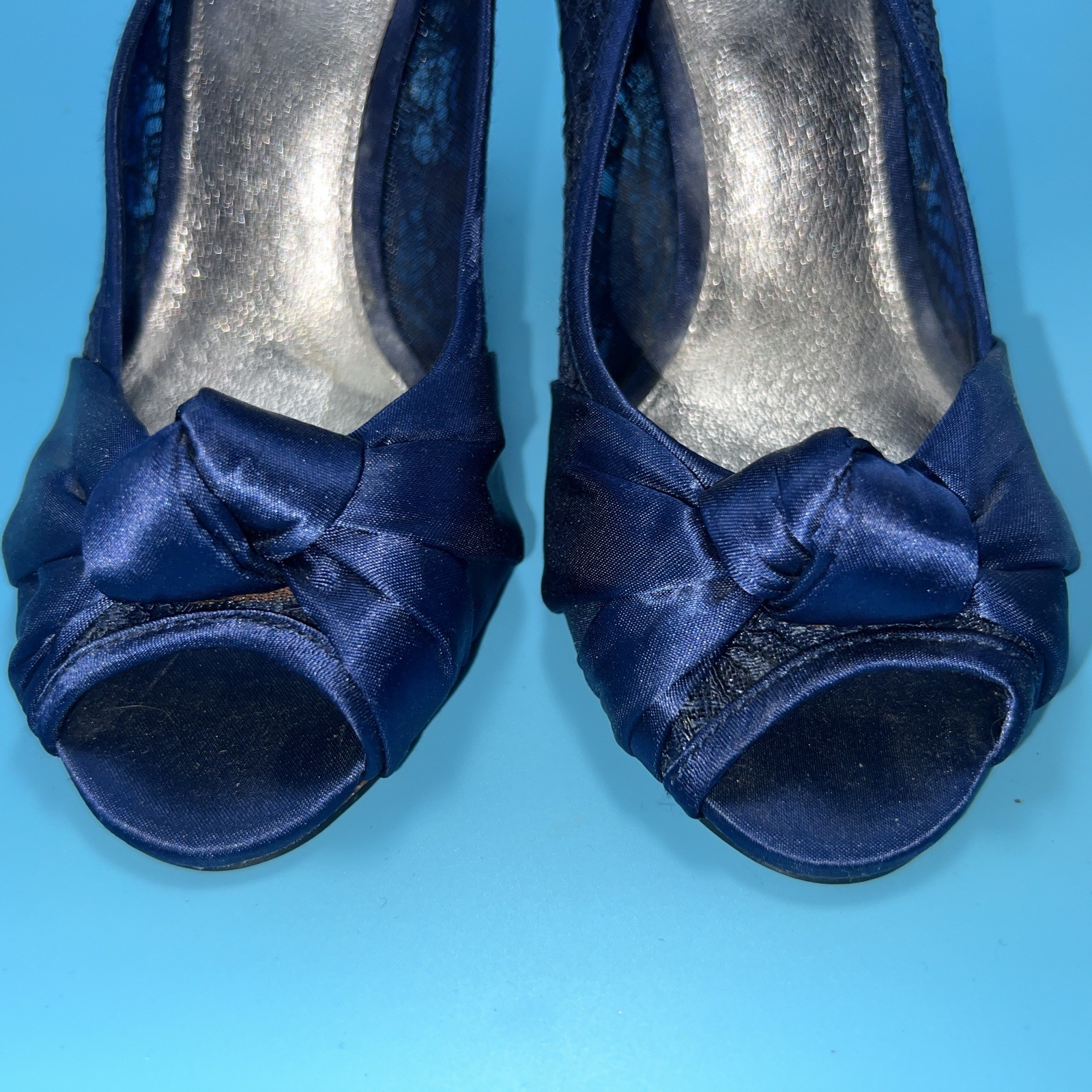 Adrianna Black Papell Francesca Evening Heels Size 10 Black Lace Detail Formal