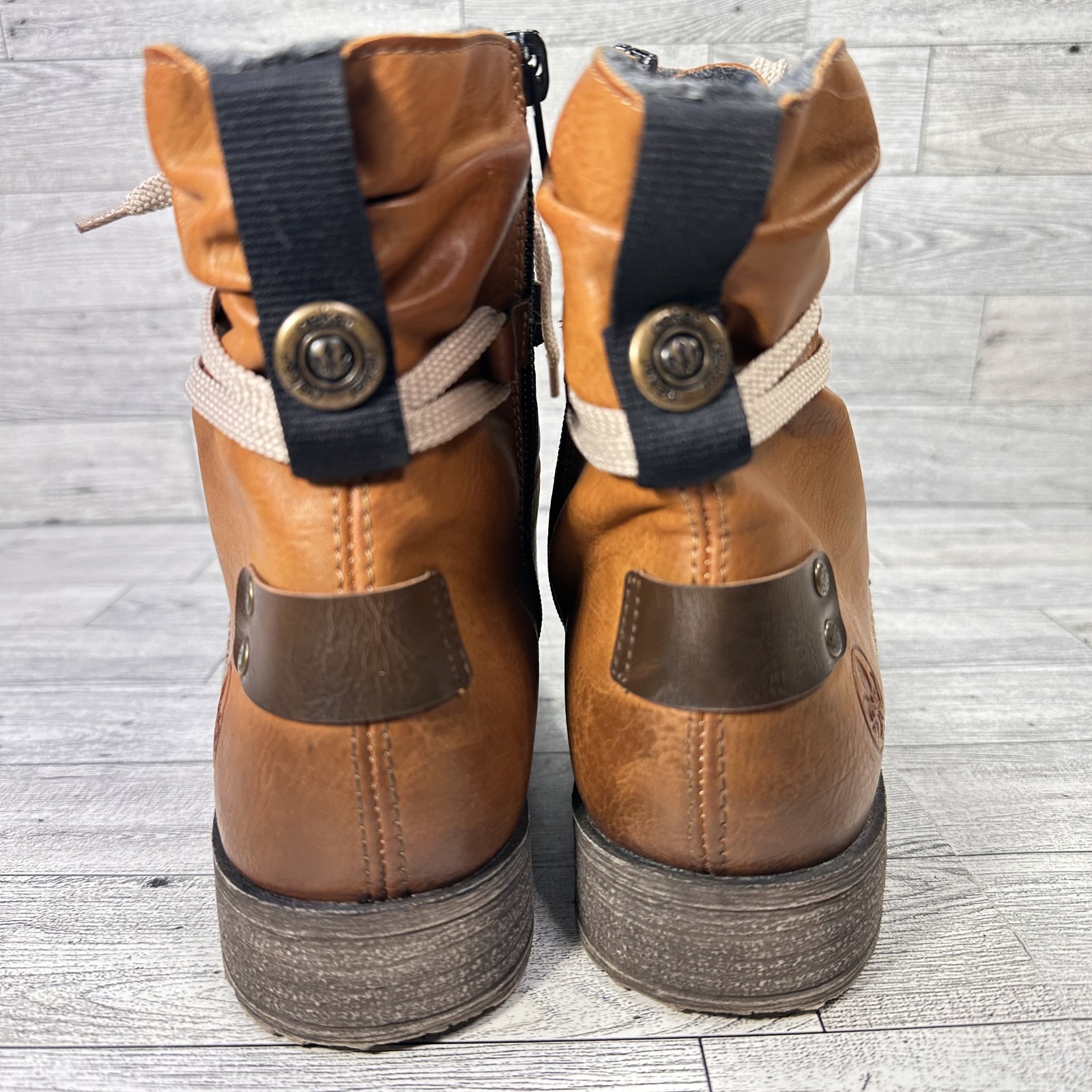 Rieker Boots Women Size 7.5 Brown Combat Style Euro Street Edgy Vintage inspired