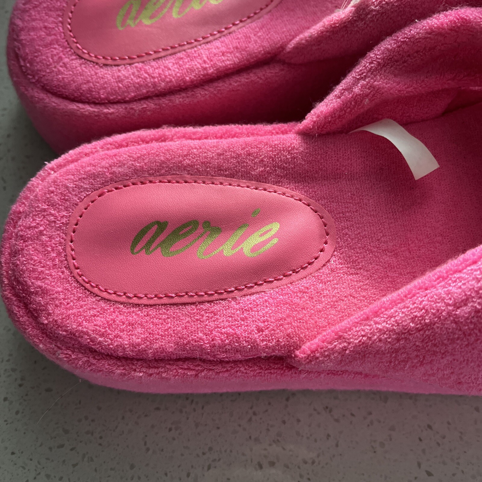Aerie Platform Slide Slip-On Sandals Womens 7 Pink Terry Twist Strap Slippers
