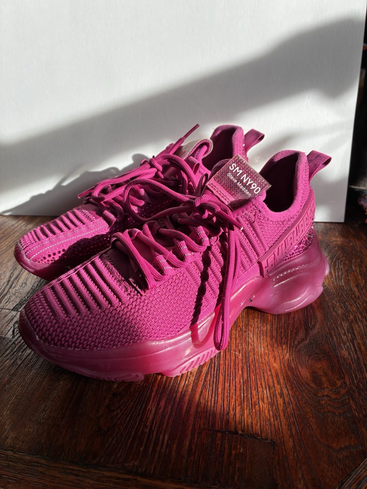 Steve Madden Women Size 7.5 SM NY90 PINK Maxima Chunky Sneaker Rhineston Sparkle