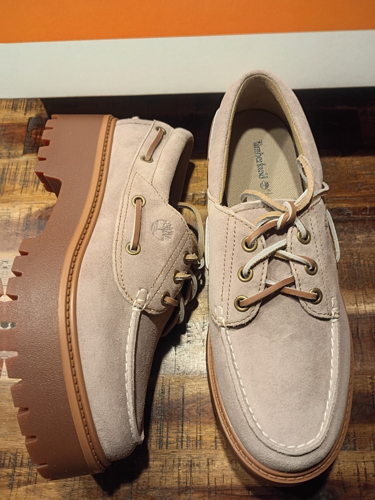 Womens Timberland Stone Street Platform Boat Shoe Lt. Purple Prem Leather Sz 8.5