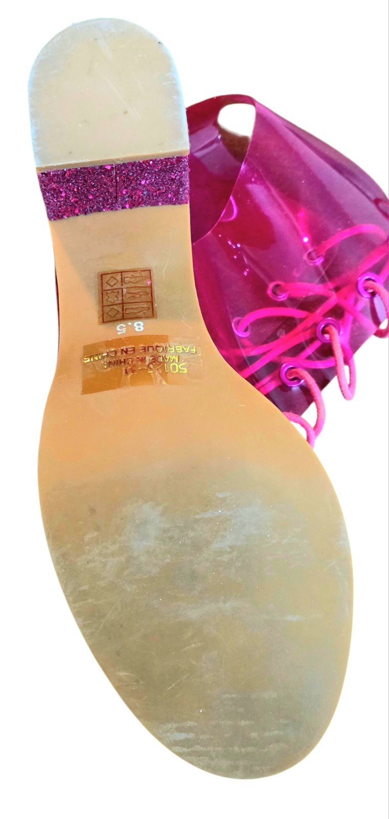 Jeffrey Campbell Free People Minimal Heels Womens 8.5 Pink Vinyl Lace Up Sandals