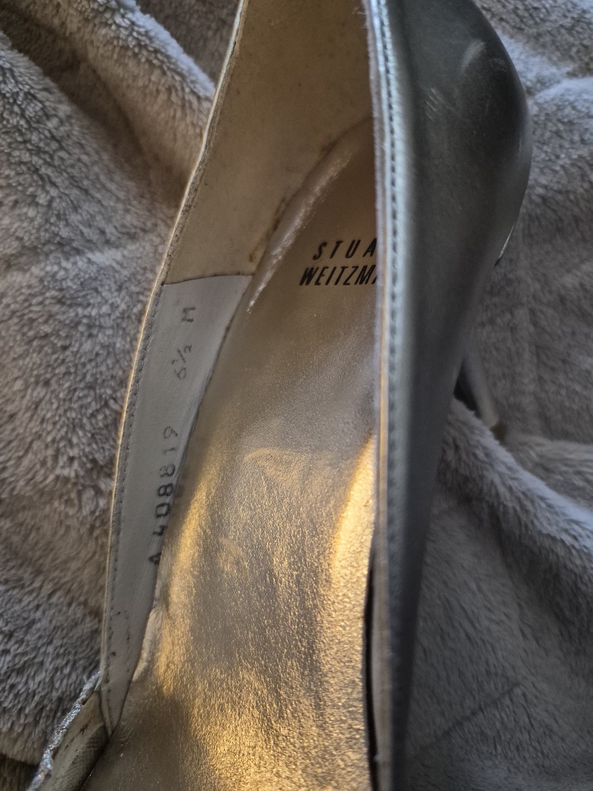 Stuart Weitzman Women’s Silver Leather Lace Peep Toe Stiletto Pumps EU 39