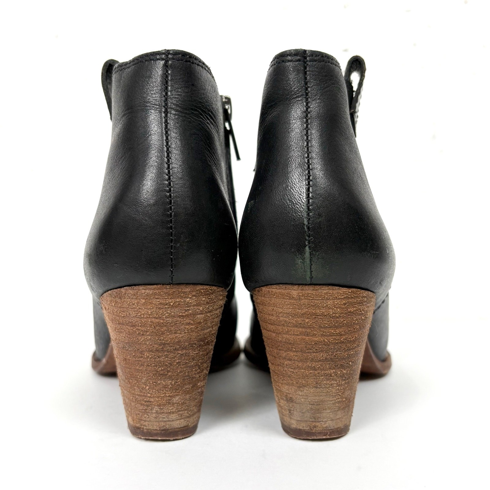 Madewell Womens Billie Boots Black Leather Block Heel Side Zip Closure Size 7