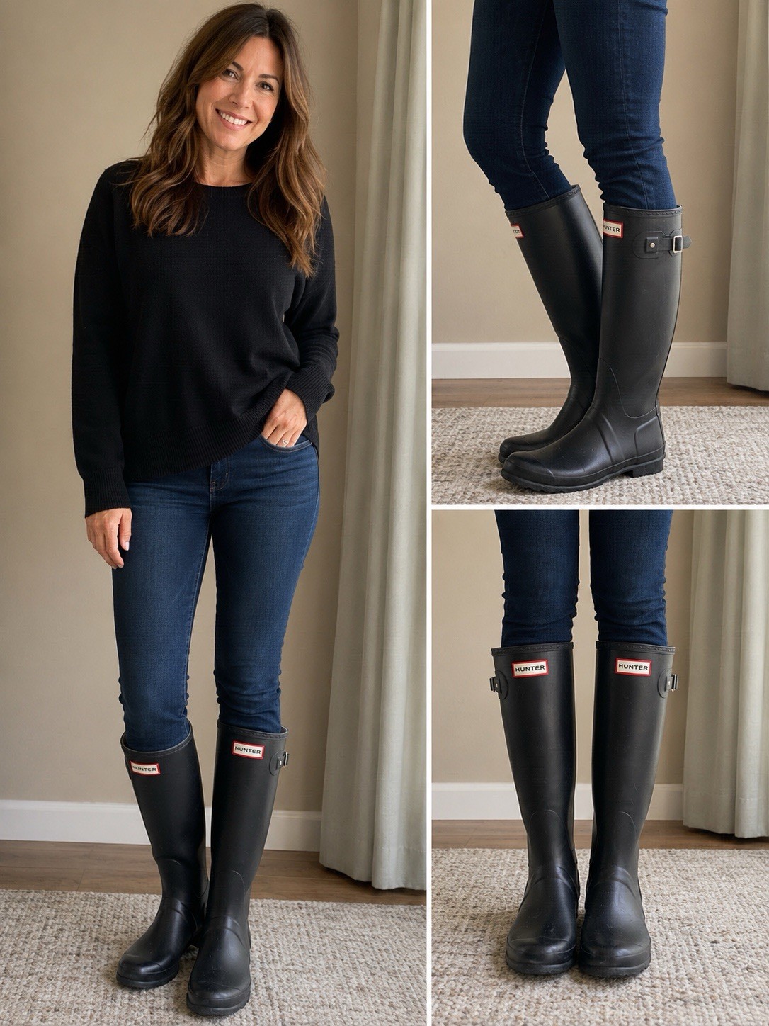 Hunter Original Tall Rubber Rain Boots Black Women’s US 6 M/7F Waterproof