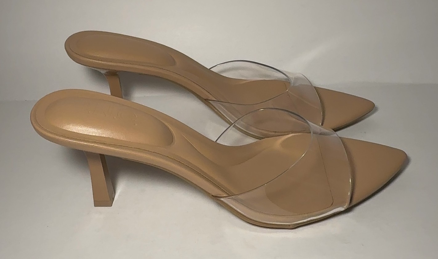 INC International Concepts Bazaaria Nude Clear Strap Women’s Kitten Heels 8M