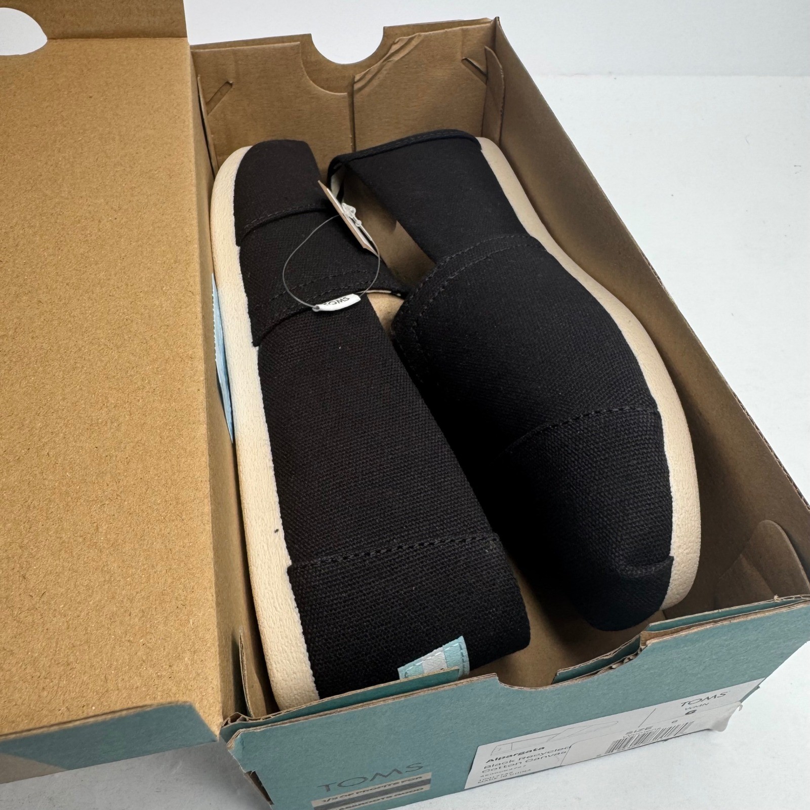 TOMS Alpargata Black Recycled Cotton Canvas Slip On Flats Womens 6 10017732