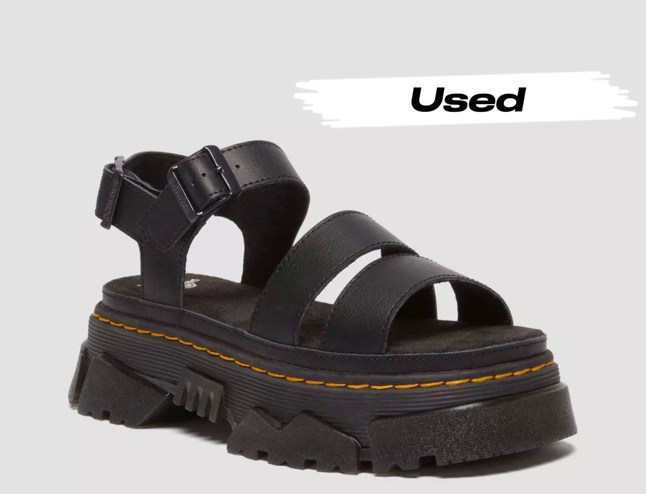 Dr. Martens Mattison 2 Strap Platform Sandals Black Leather Women’s Used