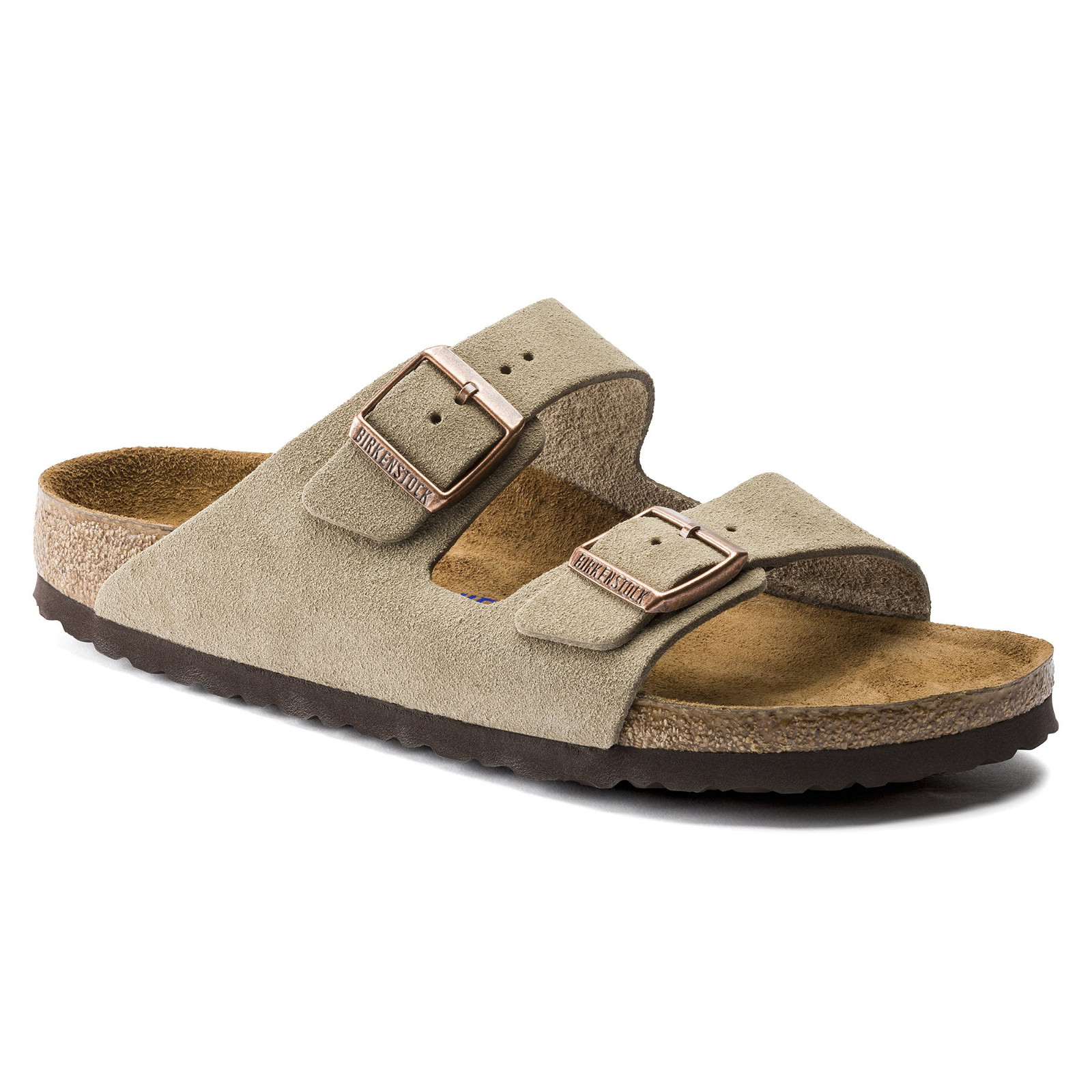 Birkenstock Arizona Soft Footbed Taupe Suede Leather Sandals