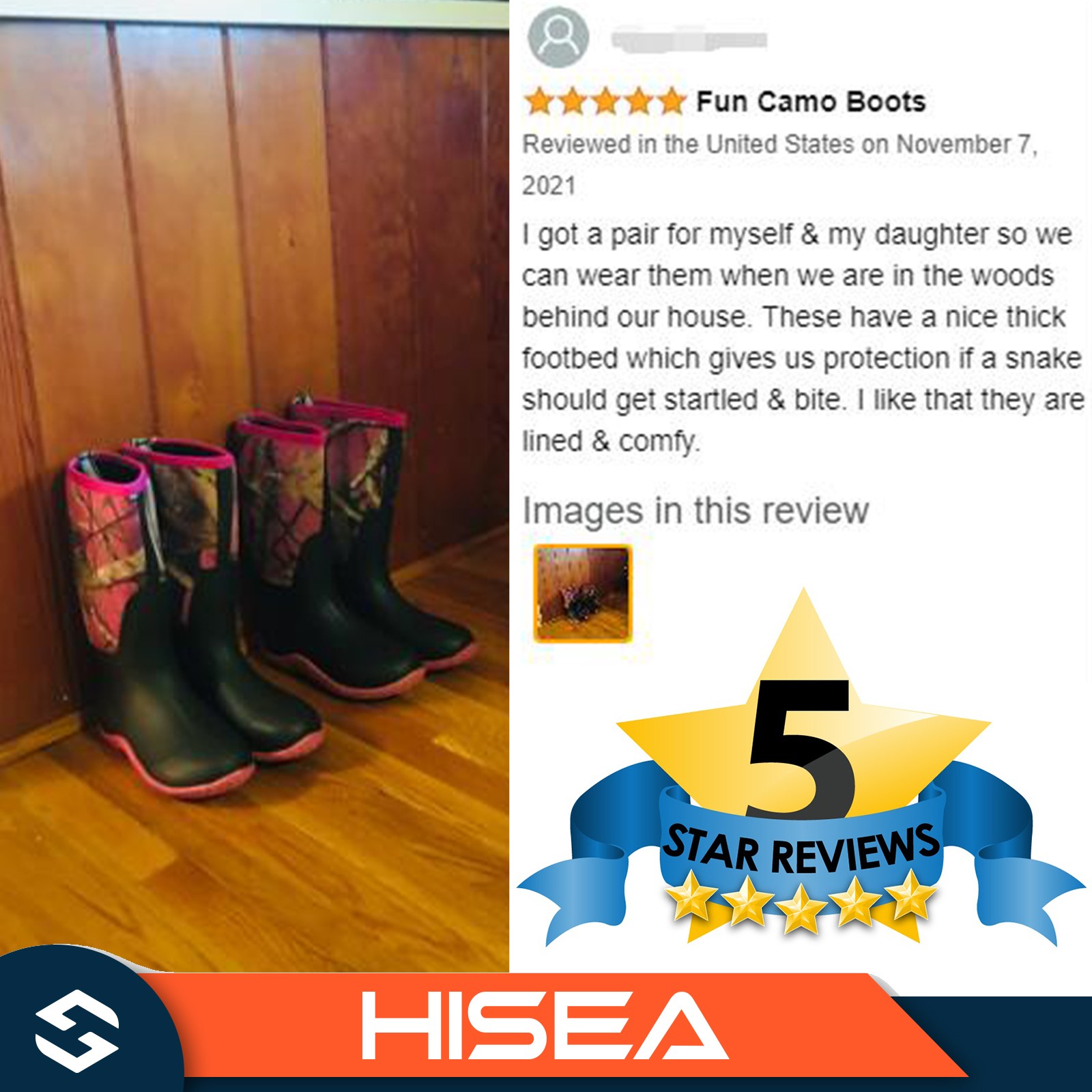 HISEA Women Waterproof Rain Boot Non-Slip Outdoor Garden Mud Work Knee High Boot