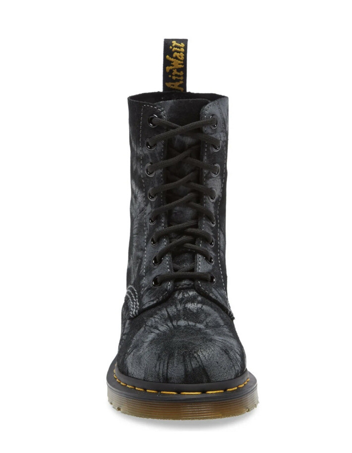 NWB Dr. Martens 1460 Pascal 8-Eye Lace Black Grey Tie Dye Suede Boot sz 5 EU 36