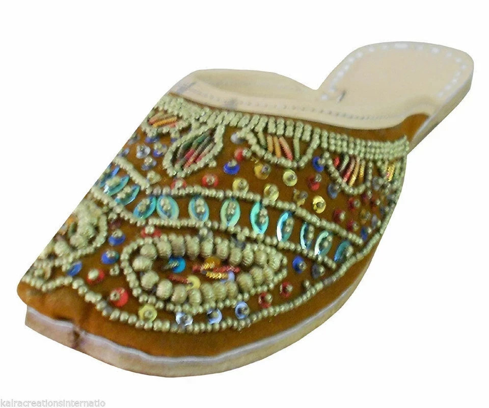 Women Clog Slippers Leather Handmade Indian Slippers Embroidered Clogs US 6-8
