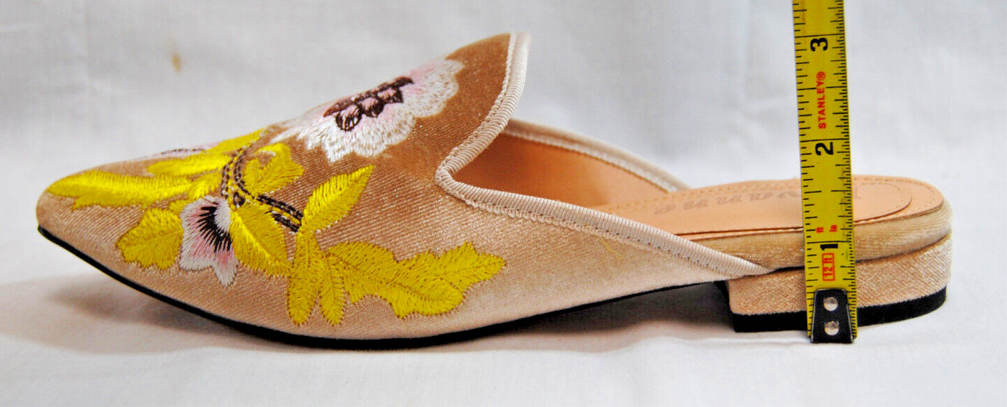 Divanne Womens Embroidery Velvet Loafer Mule Slip-On Pointed-Toe Shoes New T2361