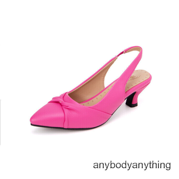 US Big Size Pointed Toe Slingbacks Sandals Womens Stilettos Mid Heel Party Shoes
