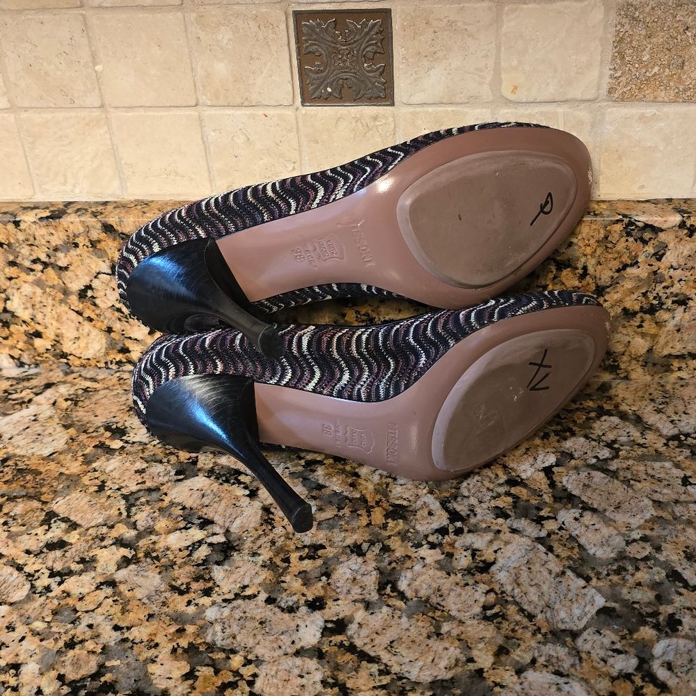 Missoni Orange Label Multi Color Cuoio Italian Round Toe Pumps – 38 – US 7 1/2