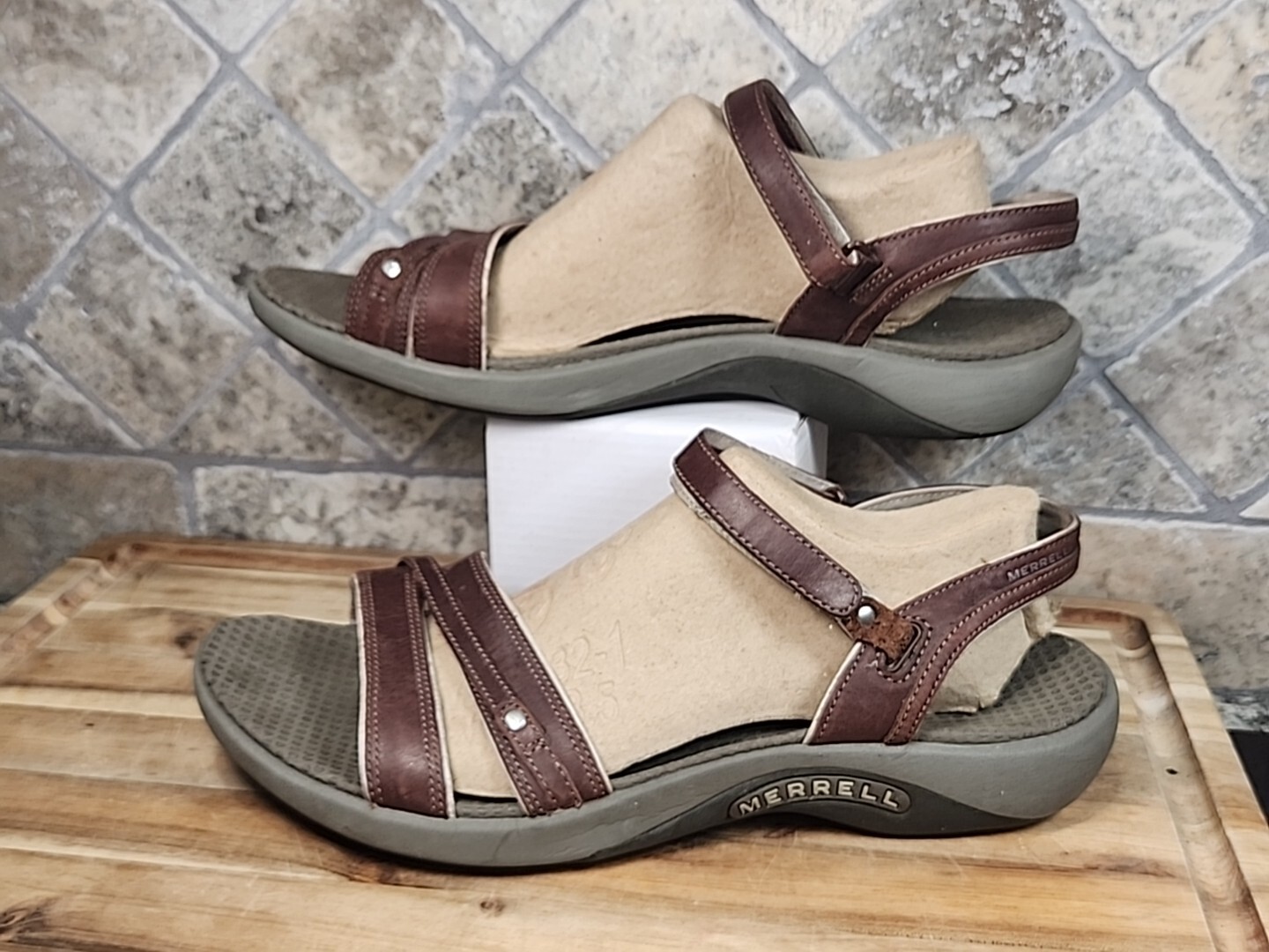 Merrell Sandals Womens 11 Dahlia Coffee Bean Strappy Hook And Loop Brown Leather