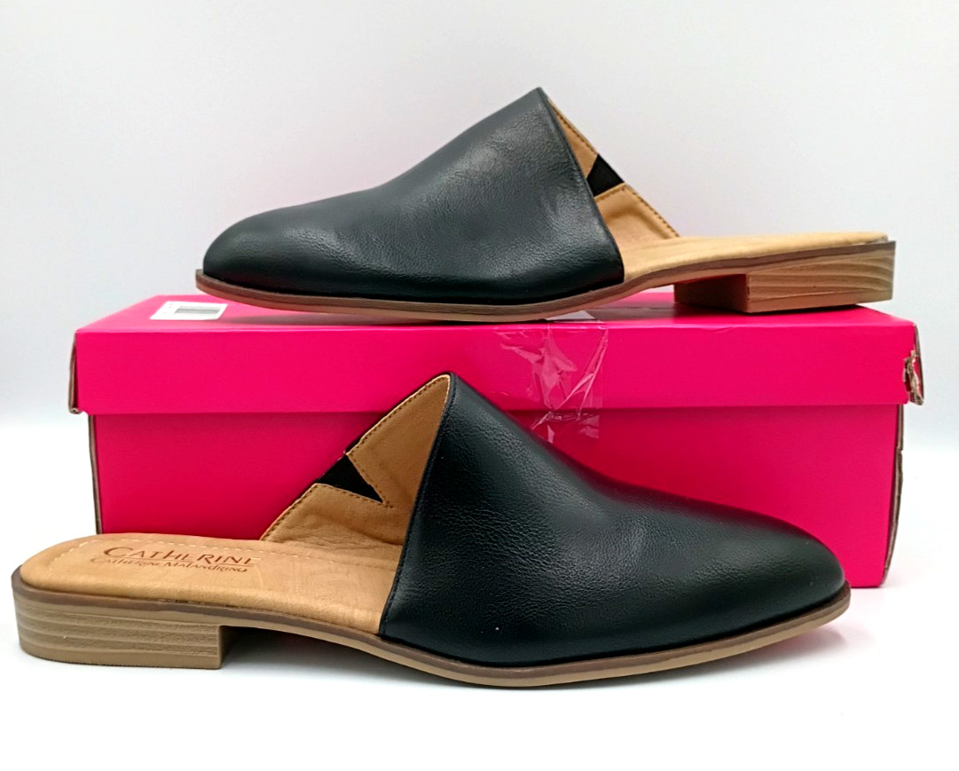 Catherine Malandrino Asos Black Mules Pointed Toe Slip On Flats Wmns Size 10 NEW