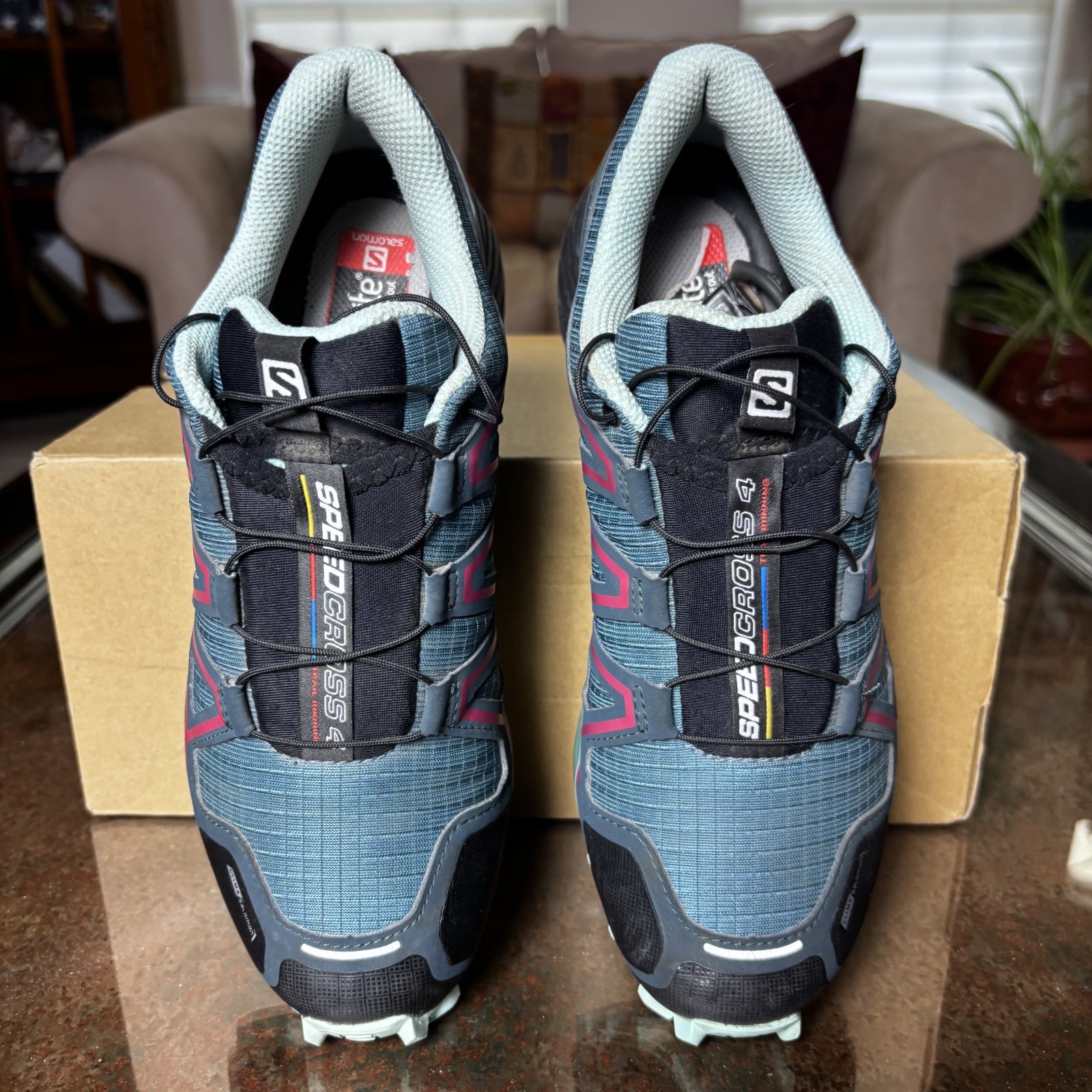 Salomon Speedcross 4 Shoes Women’s 7 Blue Black Trail Running Athletic Sneakers