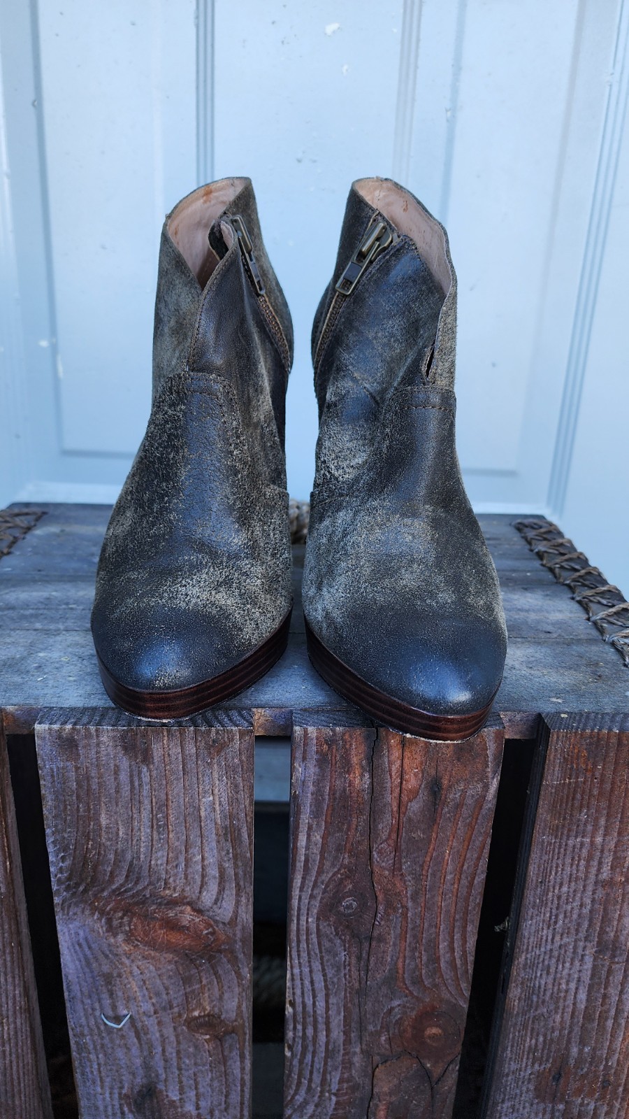 Frye Harlow Campus Leather Ankle Booties with Side Zipper – 10 Women’s Brown EUC