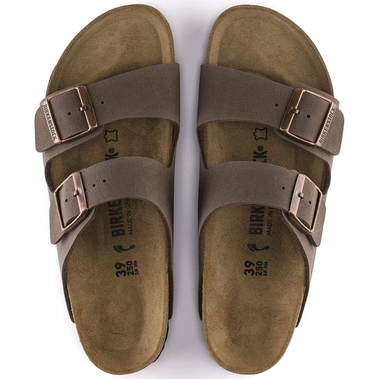 Birkenstock Arizona Mocha/Black Birkibuc Leather Soft Footbed Sandals EU37-45