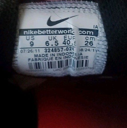 Nike Eclipse Black White Siren Red 324857-026 Women’s Size 9 Retired VGC *Read