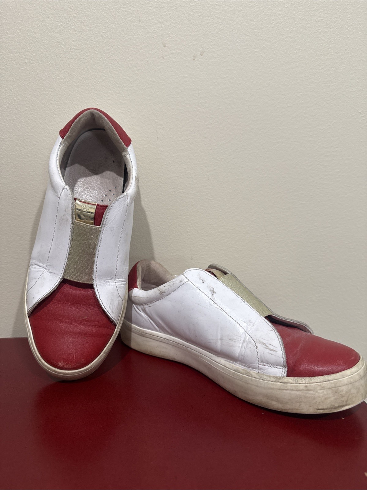 Red Gold And White Sneakers