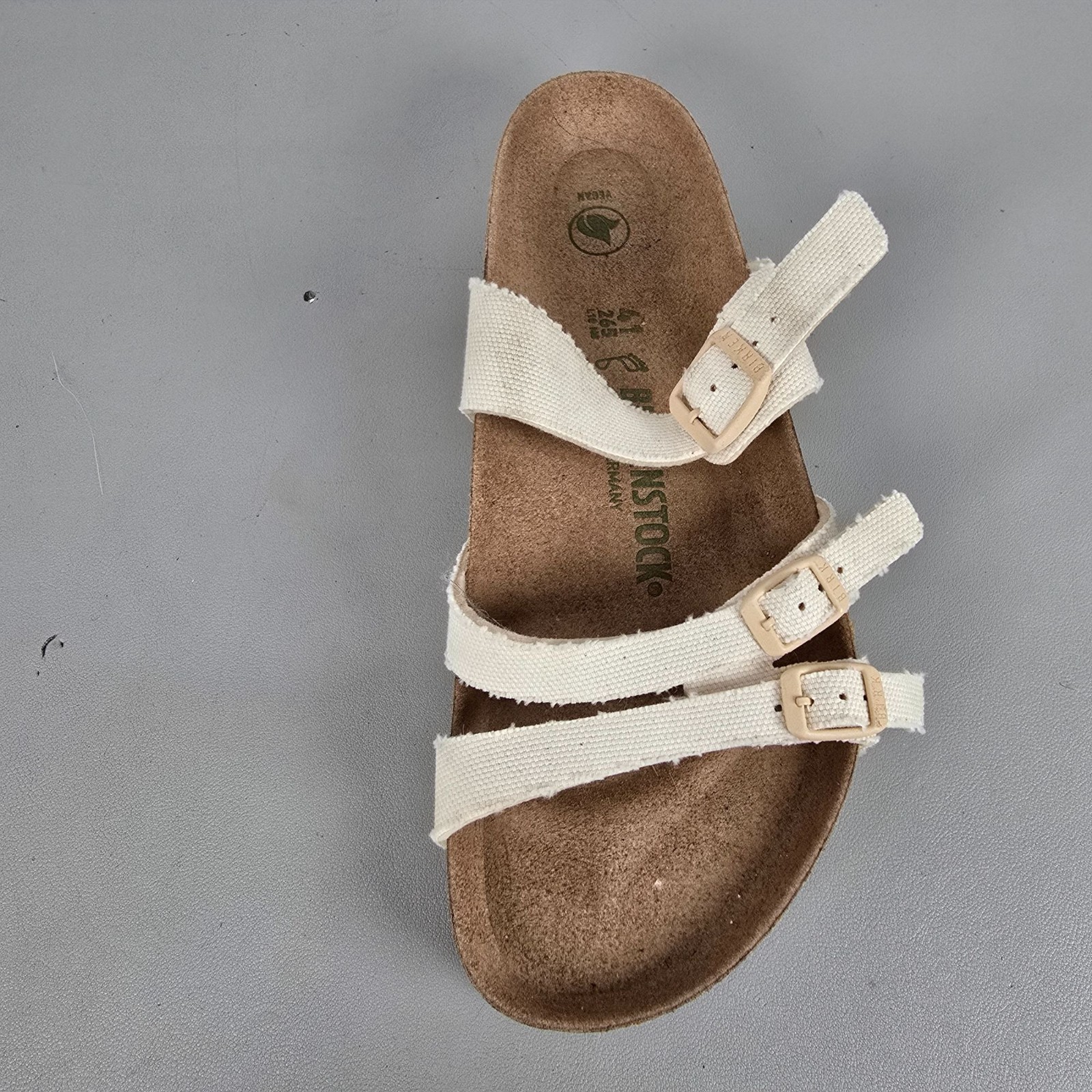 Birkenstock Franca Canvas Eggshell Textile Vegan Sandals Size 41 EU L10 Womens