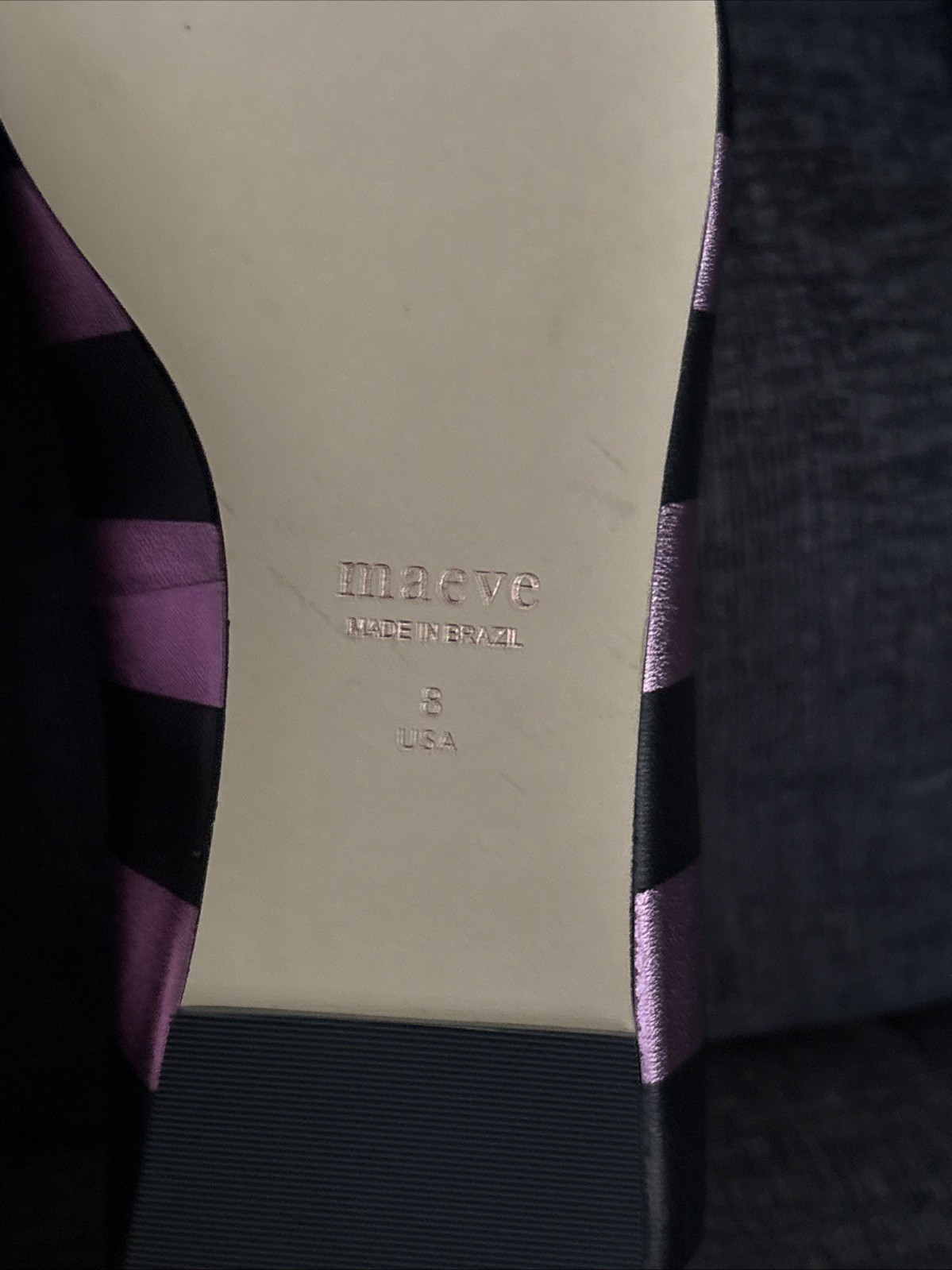 Anthropologie Maeve Square Toe Ballet Flat Pink & Black Striped Metallic 8 NWOB