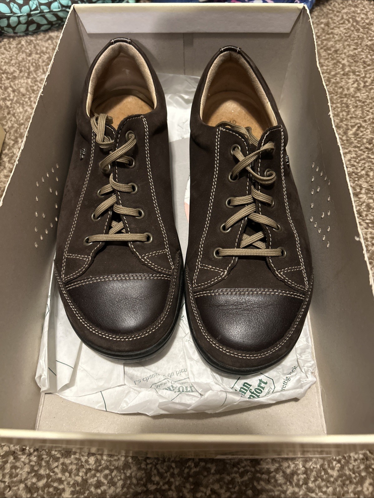 Finn Comfort Soho Sneakers Brown Patent Leather Lace Up Size US 9 EU 40