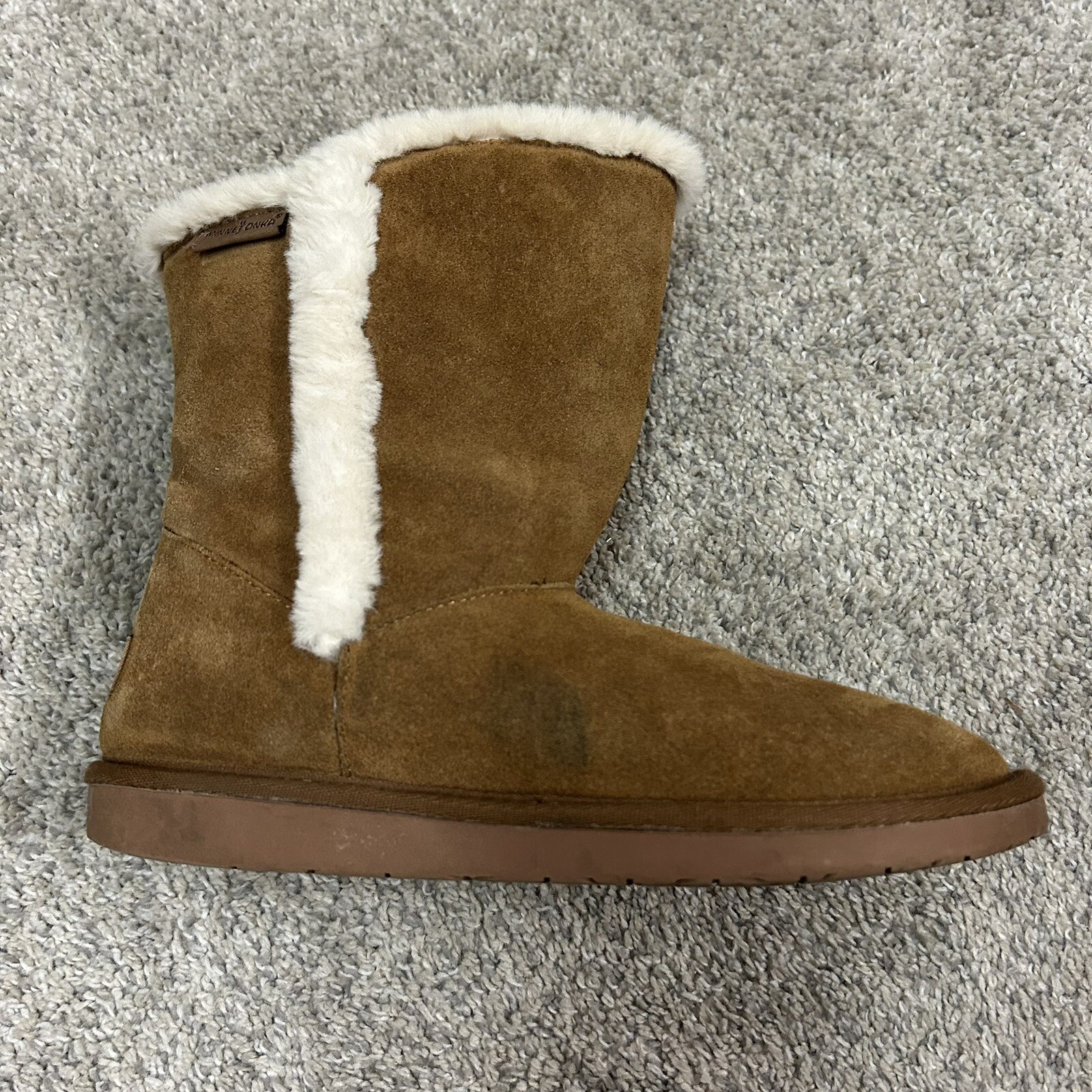 Minnetonka Faux Suede Chestnut Brown Boots Women’s 8 Winter Fall