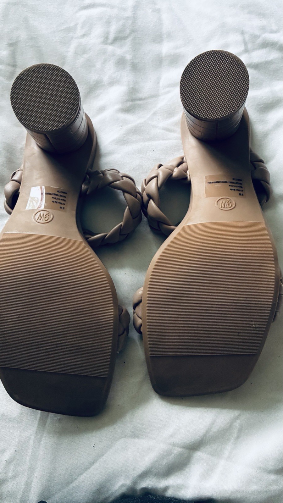 A New Day Women’s Beige Braided Strap Square Toe Slip-On Mule Sandals 9W