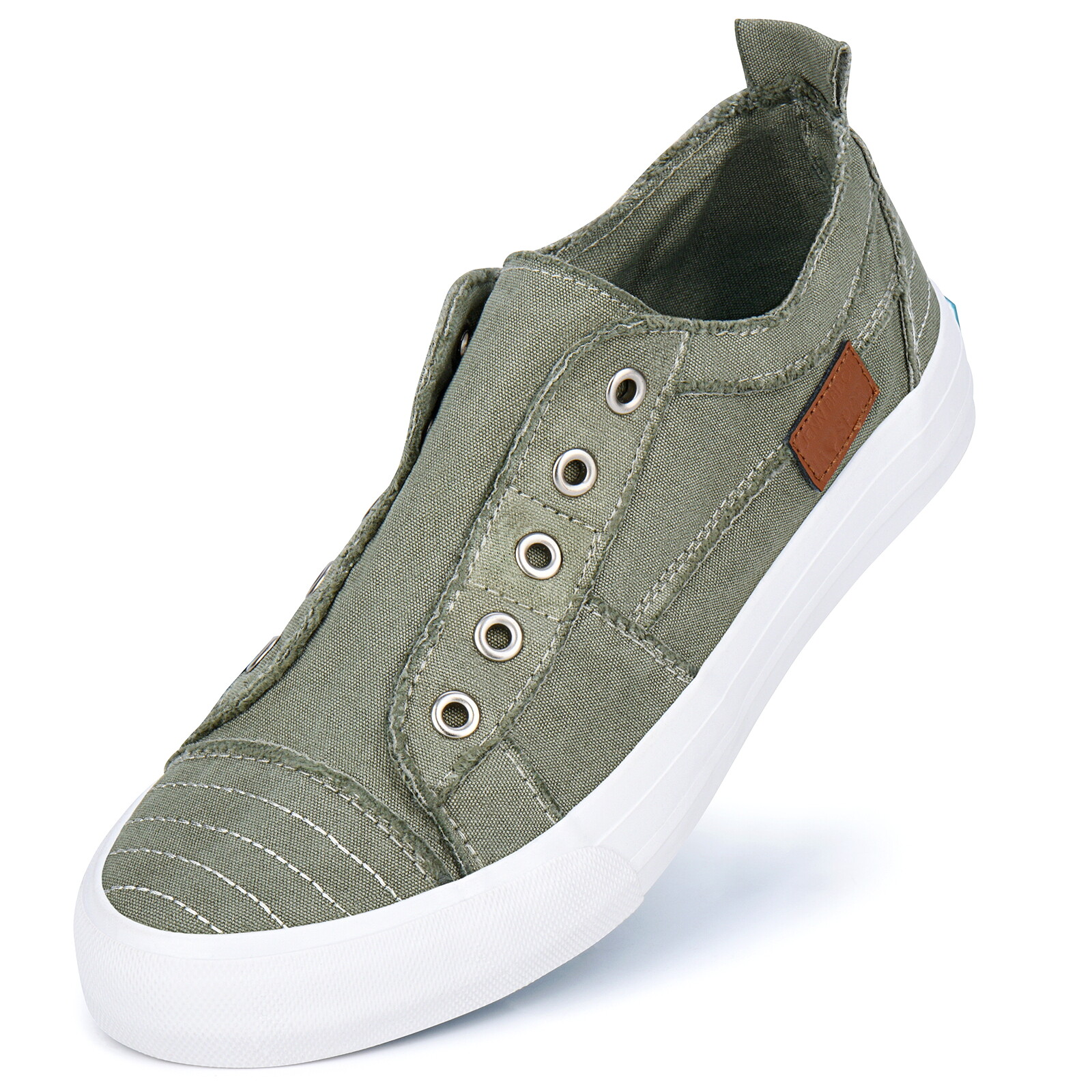 Womens Slip On Fashion Sneakers No Laces Casual Canvas Flats Tennis Walking Shoe