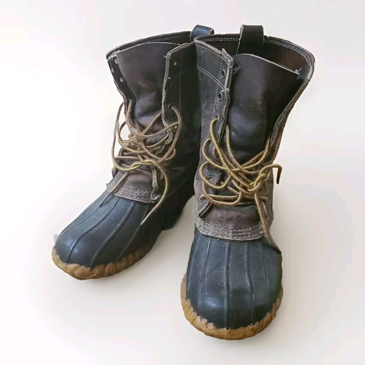 Vintage LL Bean Maine Hunting Shoe Boots Brown Leather USA Mens Sz 8 LM Wmn 10