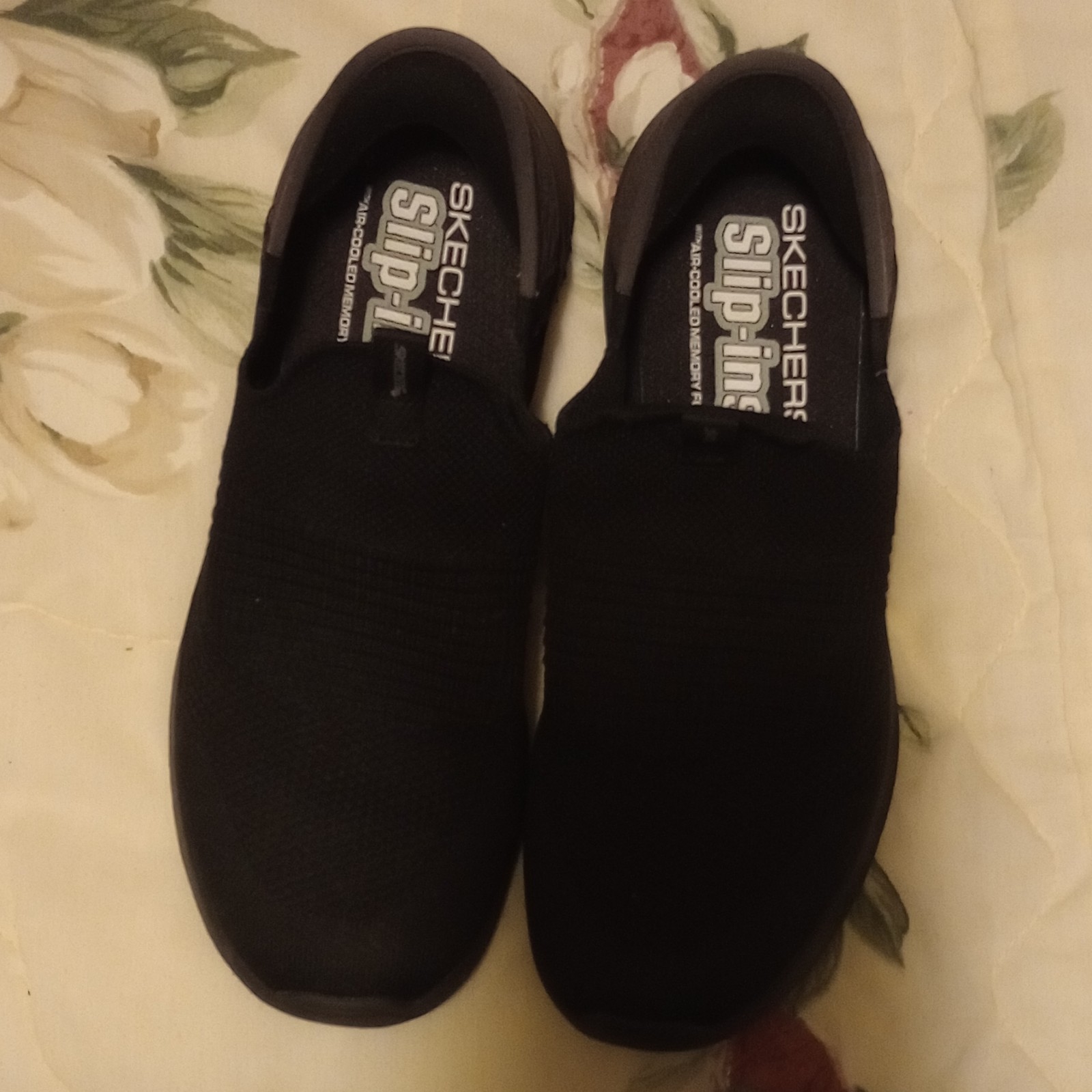 SKECHERS Slip-ins Womens Black Slip-On Sneakers Memory Foam Textile Upper