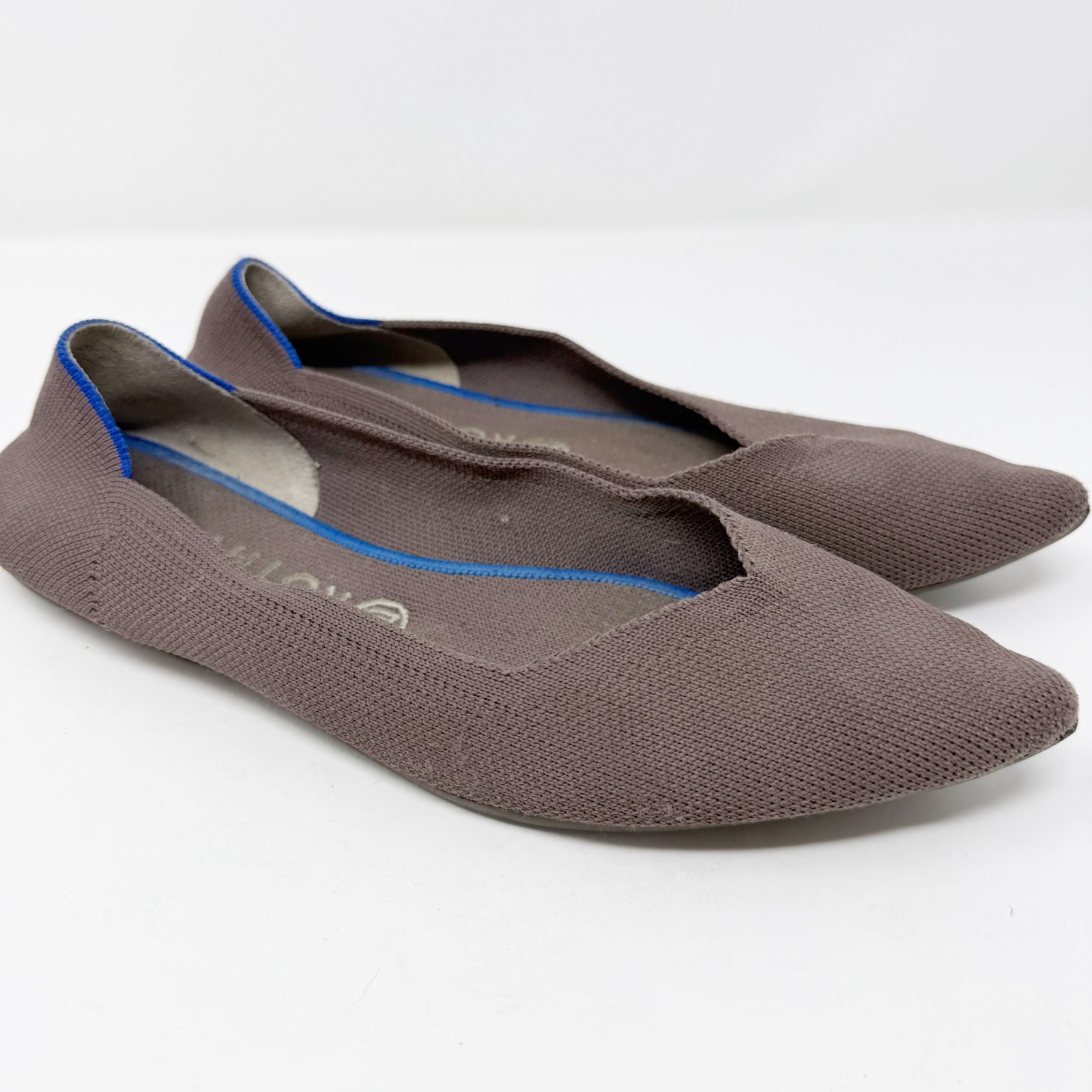 Rothys The Point Ballet Flats in Mink Women’s Size 10 Elastic Knit Fabric Taupe
