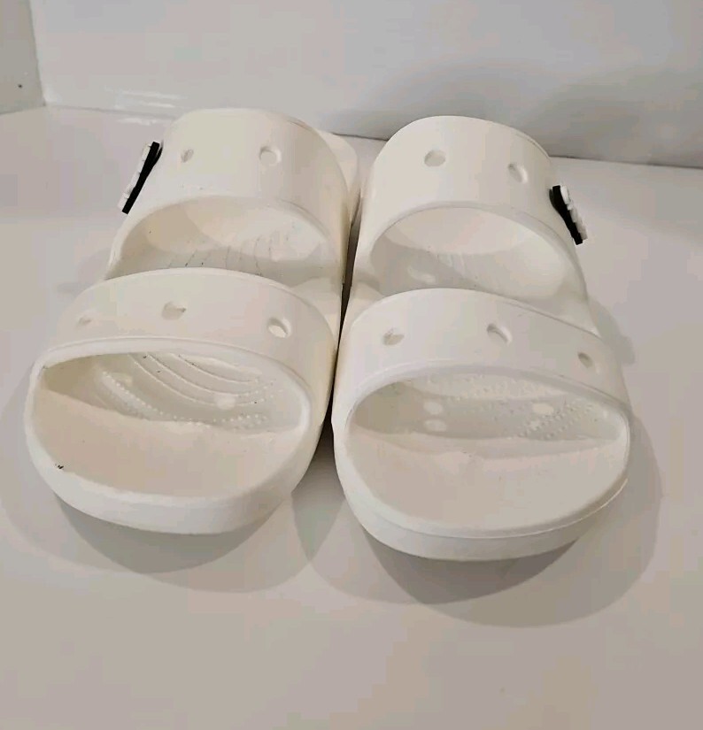 Crocs Unisex Classic Two Band Slide White Sandals Men’s 11 Pre-owned
