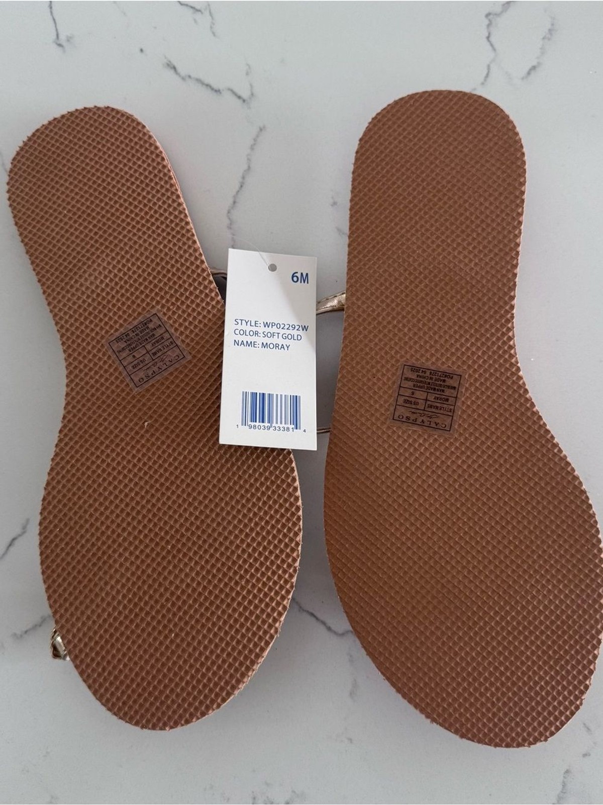 Calypso St Barth Moray Soft Gold Shell Toe Ring Sandals NWT Womens 6M