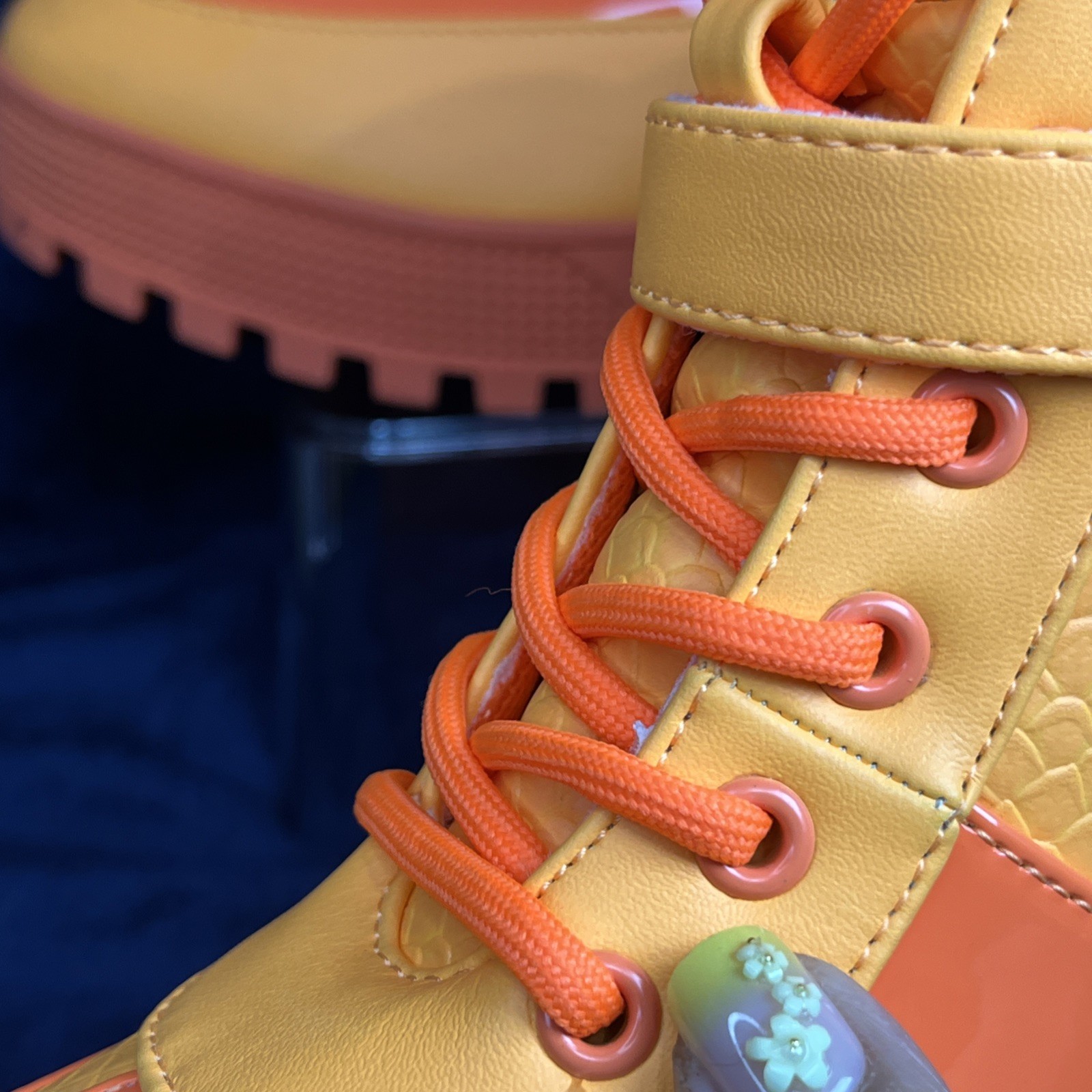 Cape Robbin Hot Rod Neon Orange Chunky Combat Boot US 10 Festival Streetwear NEW