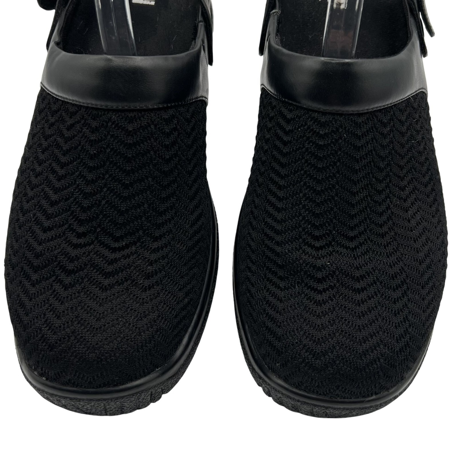 Drew Savannah Women 10 M Stretchable Clog Black Wavy Slip On Shoes Buckle Mule