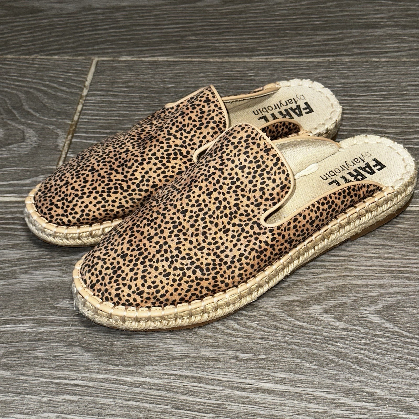 Faryl By Farylrobin Leopard Print Mule Faux Suede Espadrilles Women’s 10 Slides
