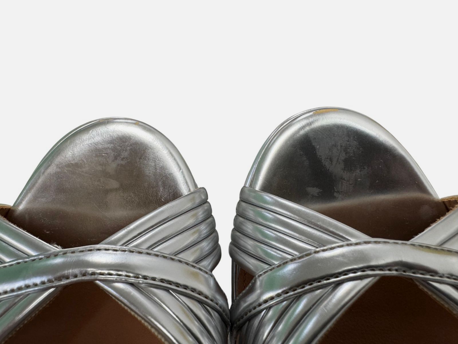 Aquazzura Women’s Silver Sundance Metallic Platform Sandal Shoes Size EU:38 US:8