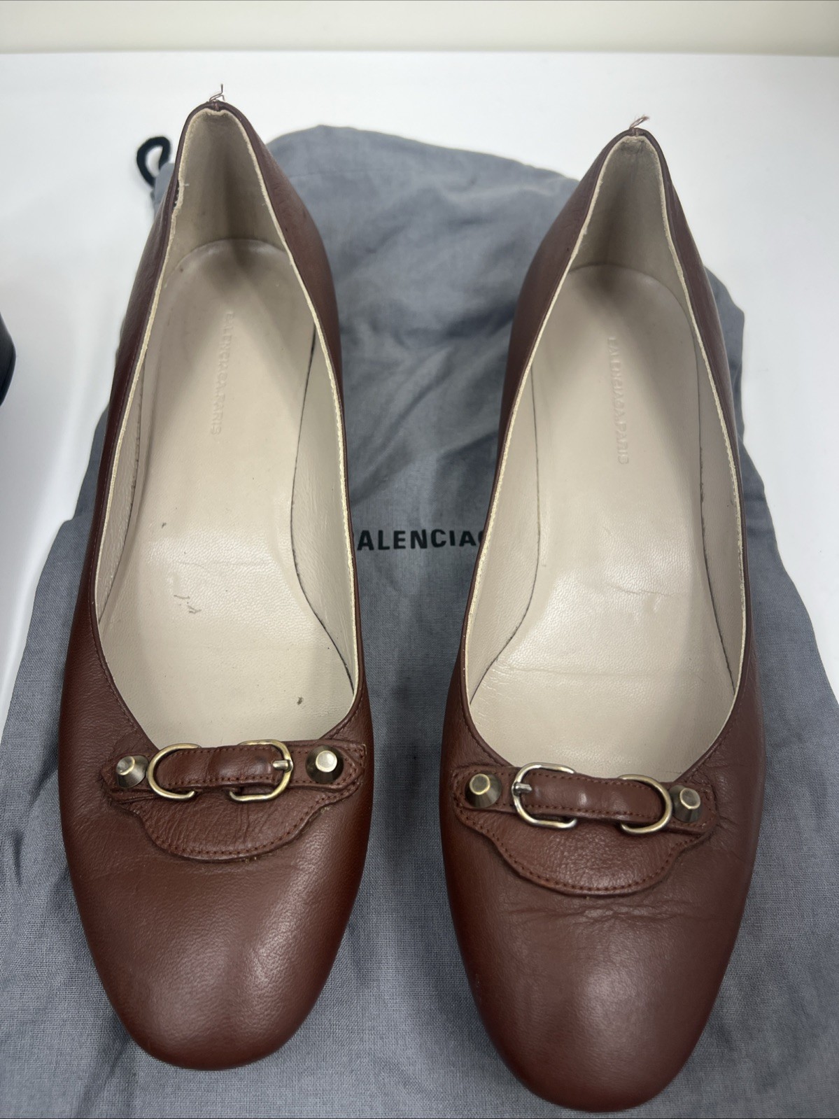 Balenciaga City 41 Ballet Low Pumps Studded Mules Slip On Smoking Loafers Mules