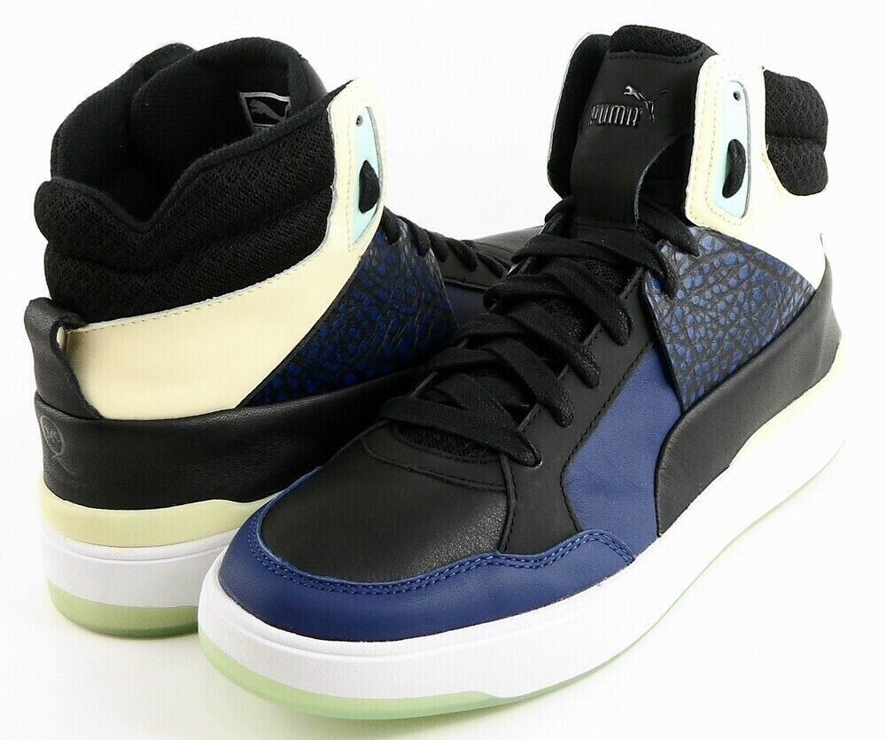 $195 PUMA Alexander McQueen 35780102 Black Icelandic Blue Designer Sneakers 5.5
