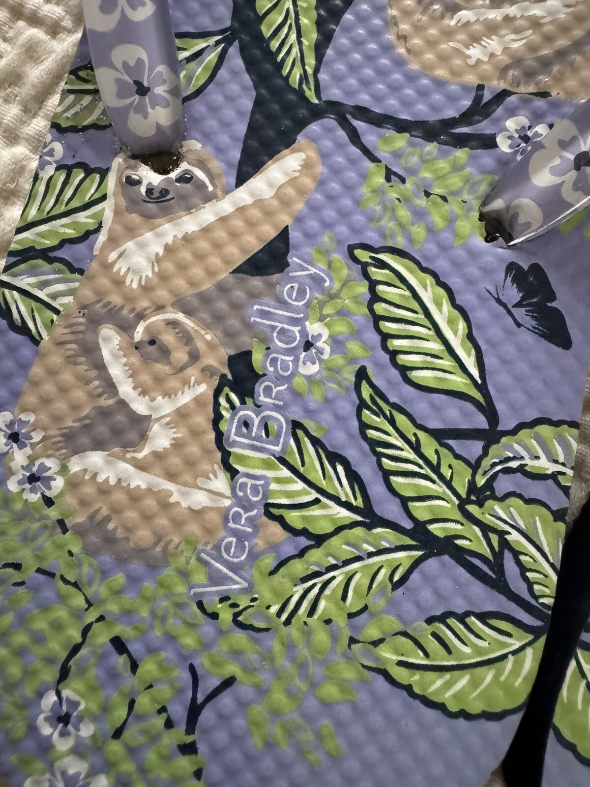 Vera Bradley Women’s Sloth Hanging Around Flip Flop Sandals Large 9-10 Purple
