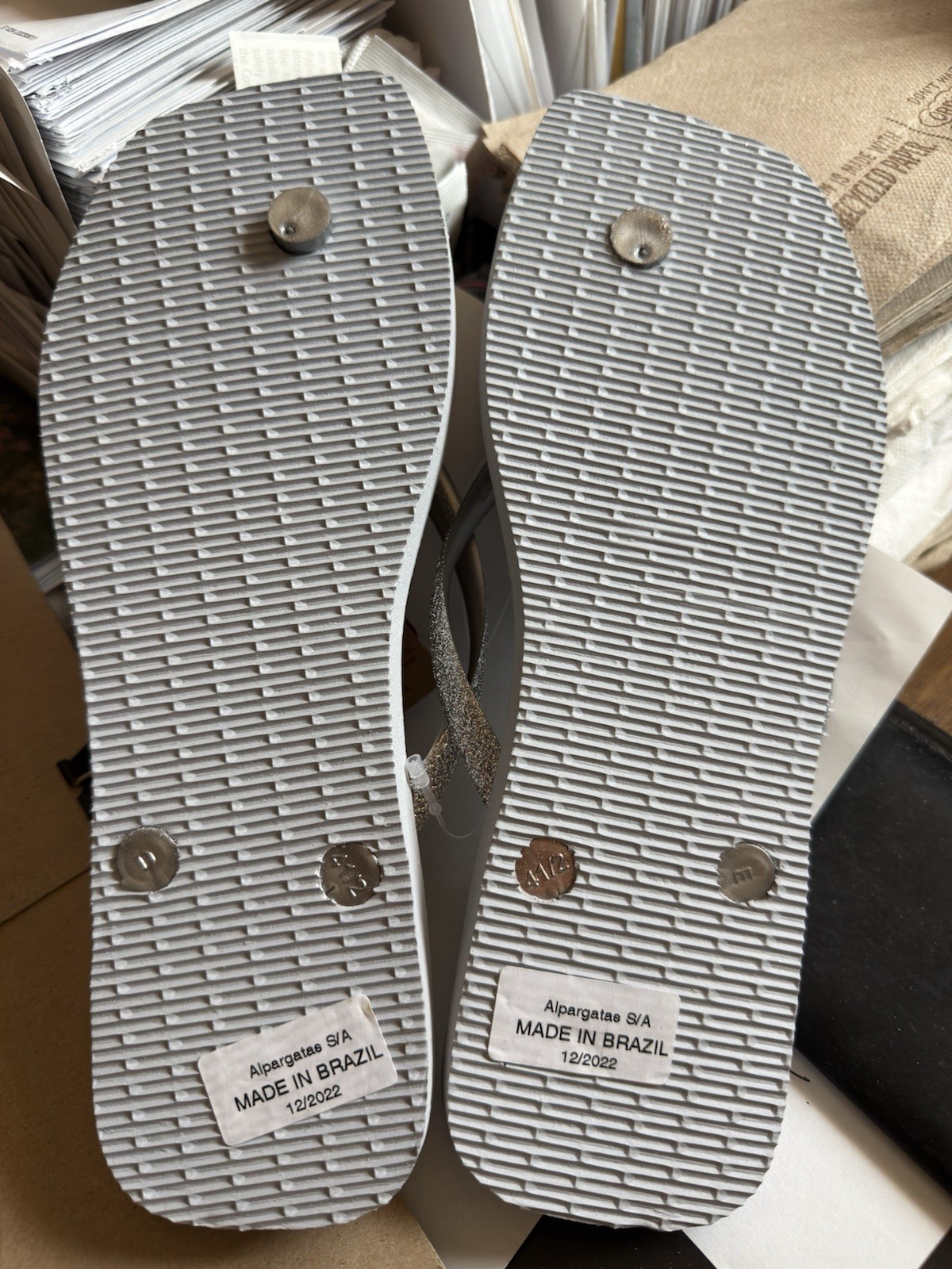 Havaianas Slim Square Glitter Party Lt Blue/Grey Contrasting Straps 41-42 – New