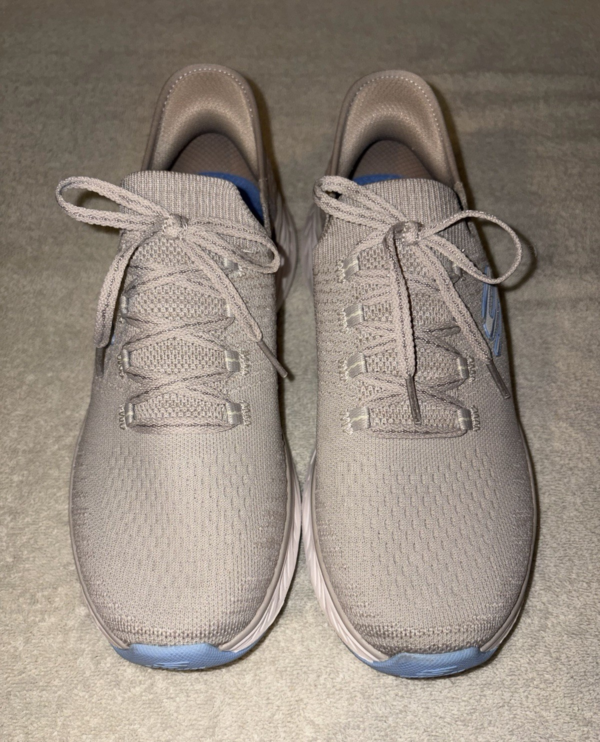 SKECHERS Slip-ins Relaxed Fit Edgeride Womens Gray/Blue Lace-Up Running Sneakers