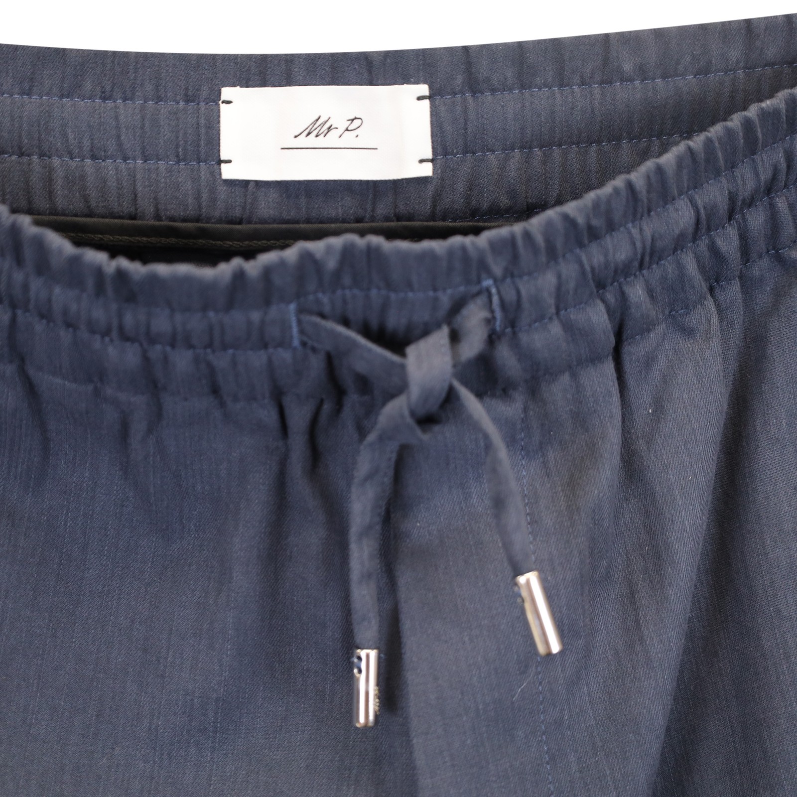 Mr P. Tapered Twill Navy Lyocell Drawstring Pants Male Blue 34
